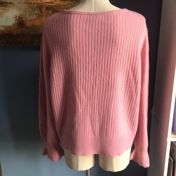 NWT Sundance Faustine chalk pink scoop neck pull over merino wool sweater XXL - Picture 5 of 13